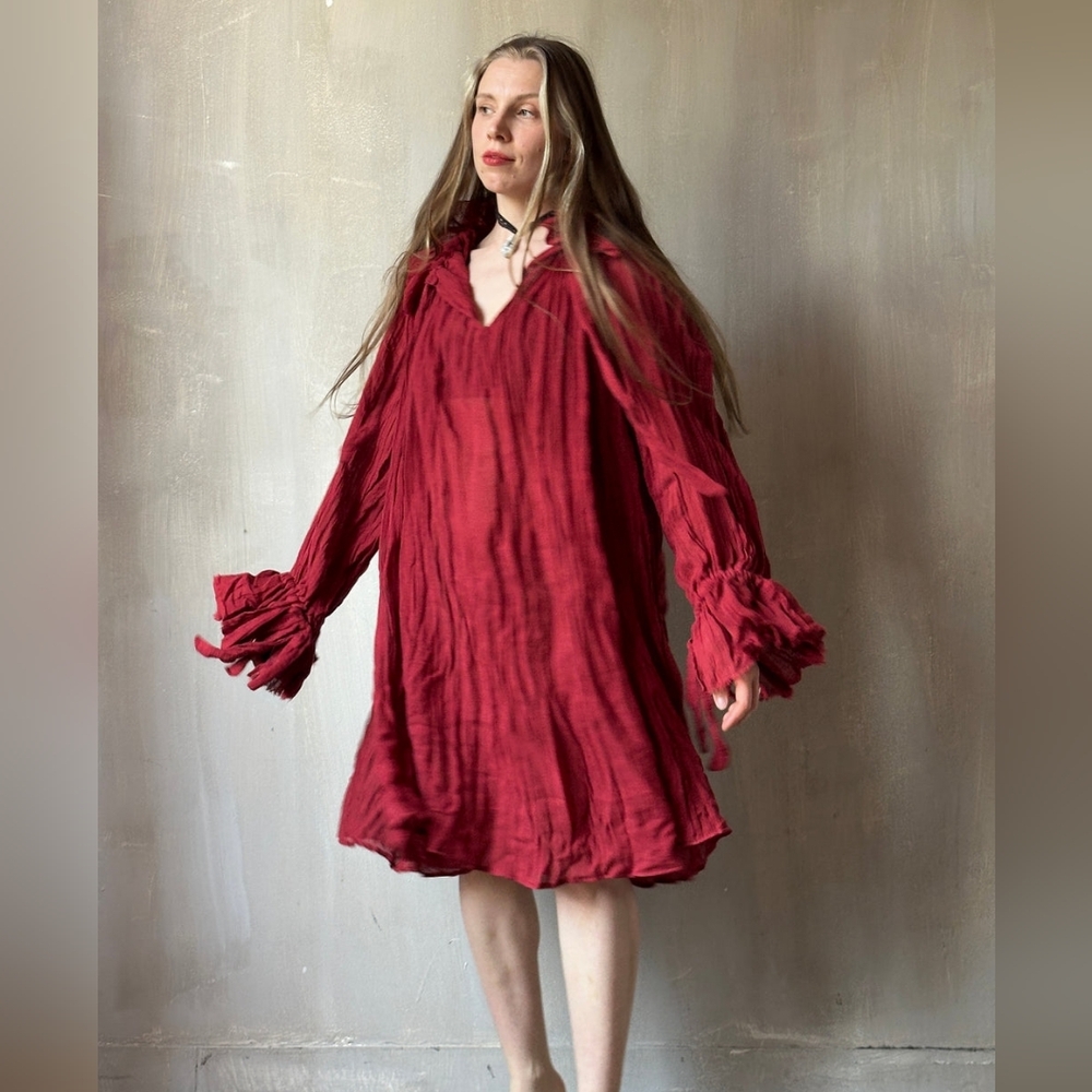 NWT Nuit Clothing Atelier Maxi Alchemist In Rust Red Linen - Picture 2 of 8